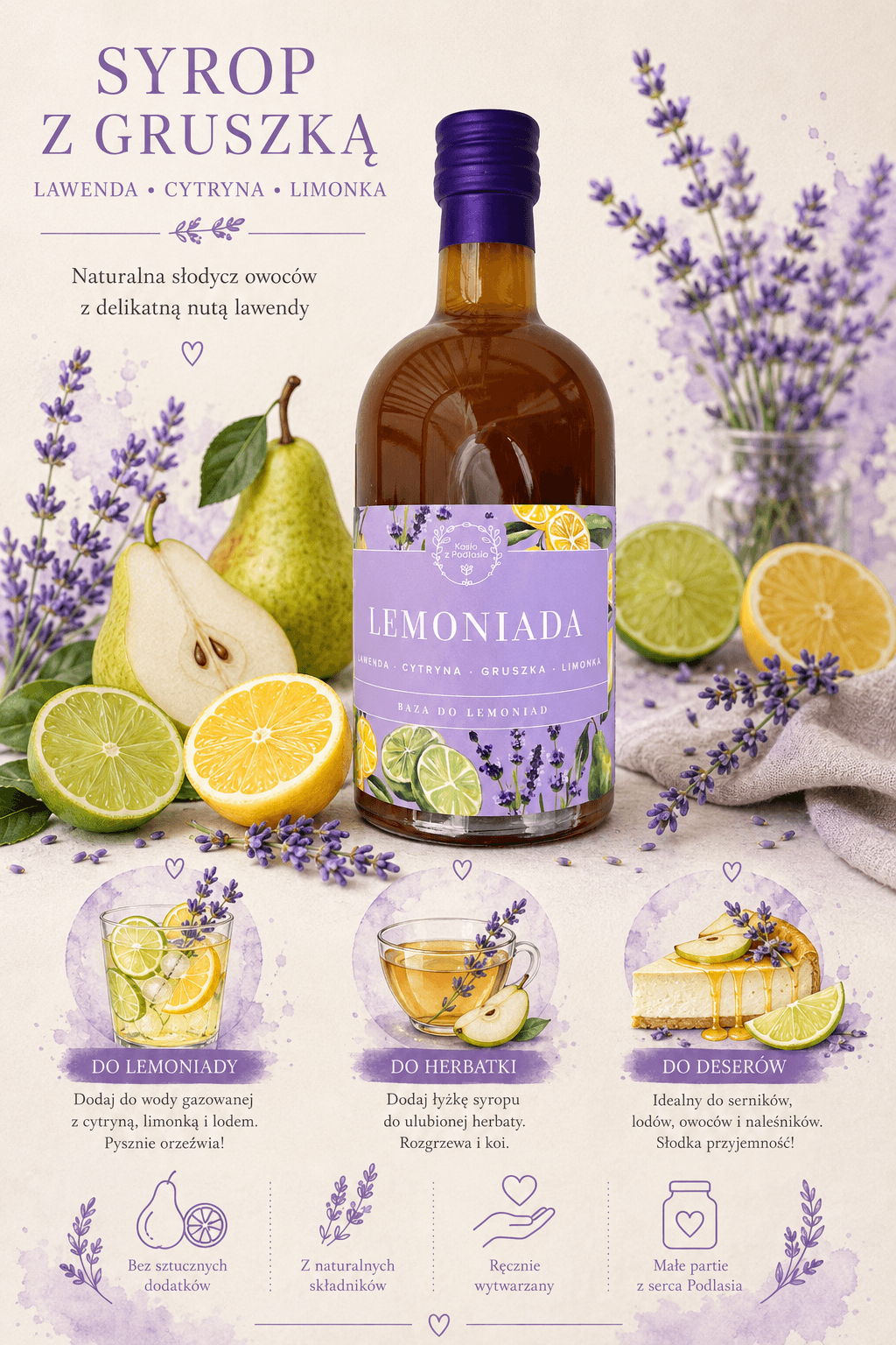 Syrop Lemoniada gruszka, cytryna, limonka i lawenda - View 1